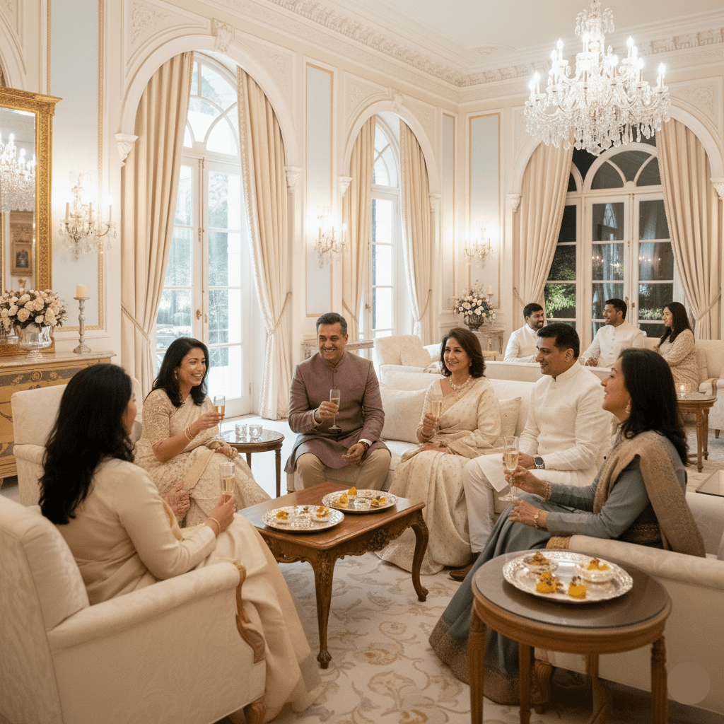 Small group in warm ambient lighting